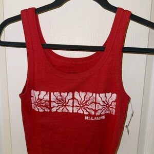 Billabong Red Tank Top with White Floral Print